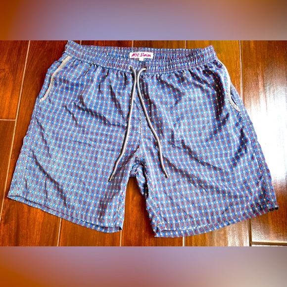 Mr Swim Blue And Red Geometric Pattern Swim Trunks. Size XL - Picture 1 of 16